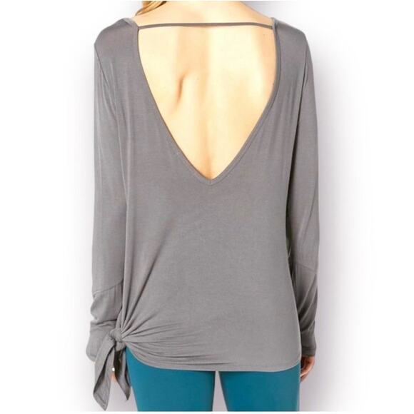 prAna Olson Top Boho Long Sleeve Backless Buttery Soft Style Small Dark Grey - Picture 1 of 10